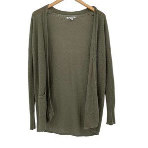 American Eagle Olive Green lightweight Knit Longline Open Long Sleeve S Cardigan